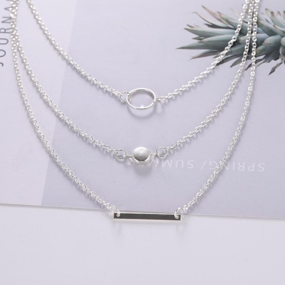 2/$20 Silver Dainty Necklace with 3 Layers - Picture 2 of 2